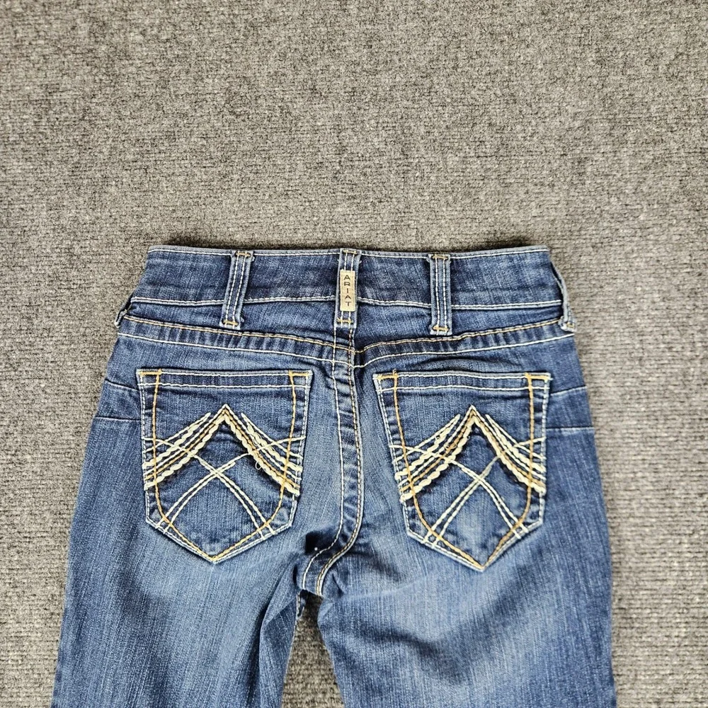 Ariat REAL Denim Boot Cut Jeans Womens 25R Medium Wash Western Stretch Paisley